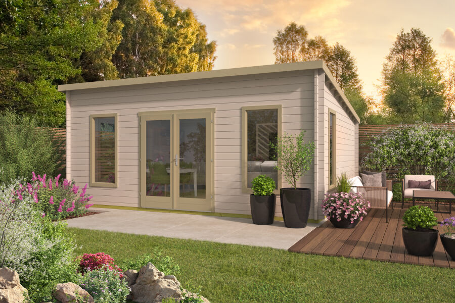 Tuindeco Gartenhaus Calpe 480 x 595 / 44mm silbergrau imprägniert