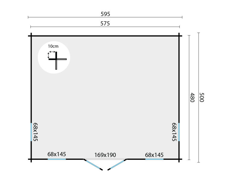 Tuindeco Gartenhaus Calpe 480 x 595 / 44mm honiggelb imprägniert