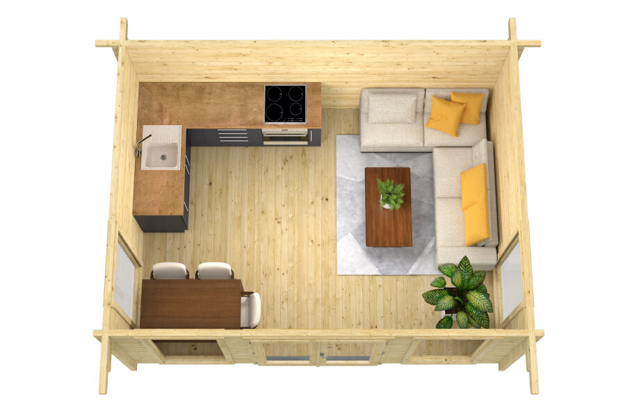 Tuindeco Gartenhaus Mia 380 x 500 / 70mm grün imprägniert