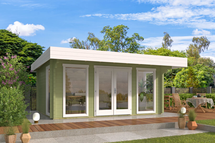 Tuindeco Gartenhaus Mia 380 x 500 / 70mm silbergrau imprägniert