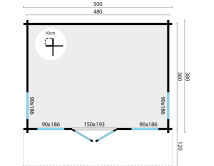 Tuindeco Gartenhaus Mia 380 x 500 / 70mm silbergrau imprägniert