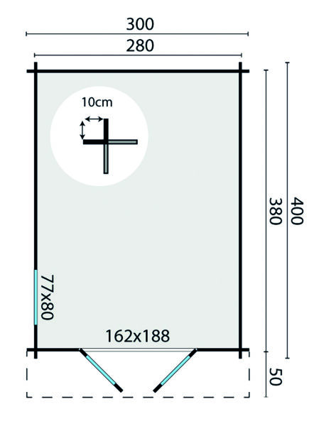 Tuindeco Gartenhaus Peggie 400 x 300 / 40mm grün imprägniert