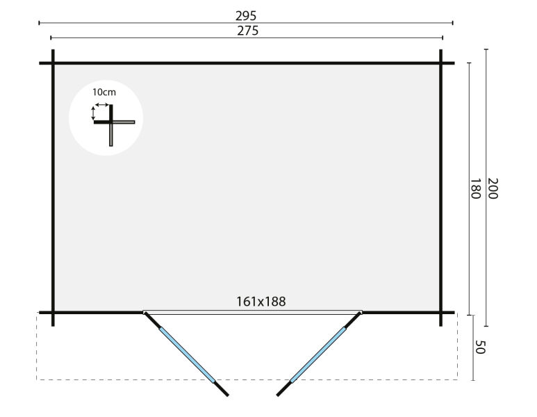 Tuindeco Gartenhaus ANJA 200 × 295 / 28mm Red Class Wood imprägniert