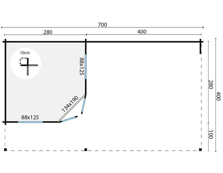 Tuindeco Gartenhaus Annette 300 cm x 300 cm / 40 mm braun imprägniert