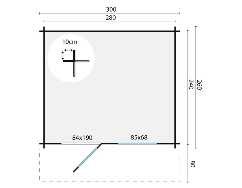 Tuindeco Gartenhaus Björn 260 cm x 300 cm / 28 mm honiggelb imprägniert