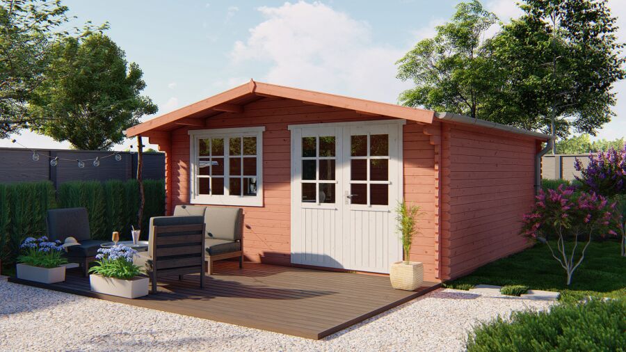 Tuindeco Gartenhaus Hendrick 500 cm x 500 cm / 44 mm Red Class Wood imprägniert