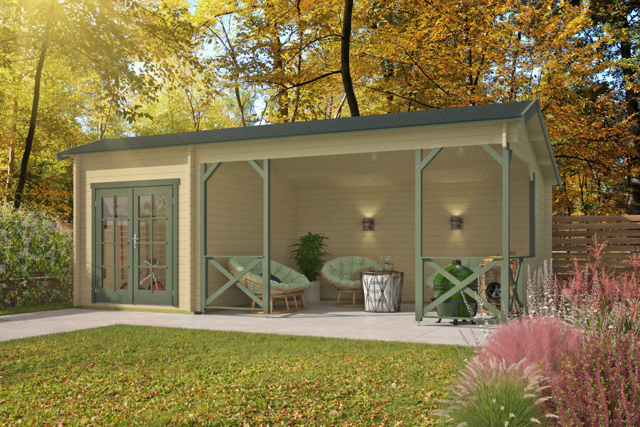 Tuindeco Gartenhaus Kukka 350 cm x 230 cm / 40 mm honiggelb imprägniert