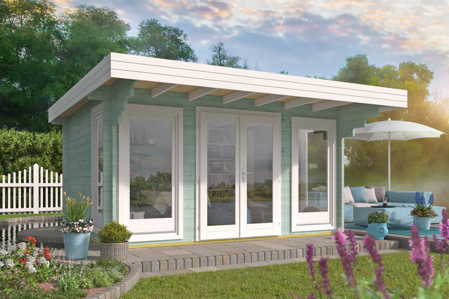 Tuindeco Gartenhaus Lory 350 cm x 435 cm / 44 mm honiggelb imprägniert