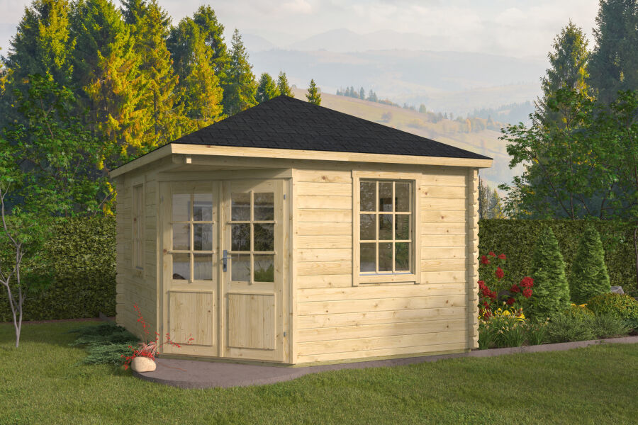 Tuindeco Gartenhaus Nilsson 350 cm x 350 cm / 44 mm grün imprägniert