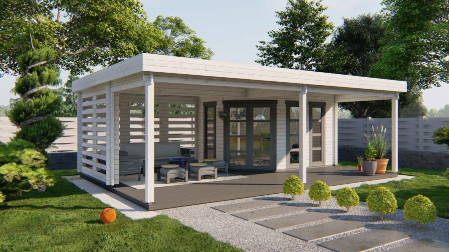 Tuindeco Gartenhaus Oletha 300 cm x 392 cm / 40 mm grün imprägniert