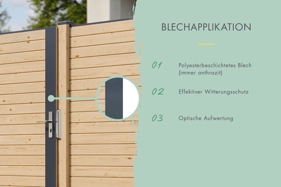 Karibu Zaun Tür inkl. Füllung naturbelassen, terragrau oder anthrazit