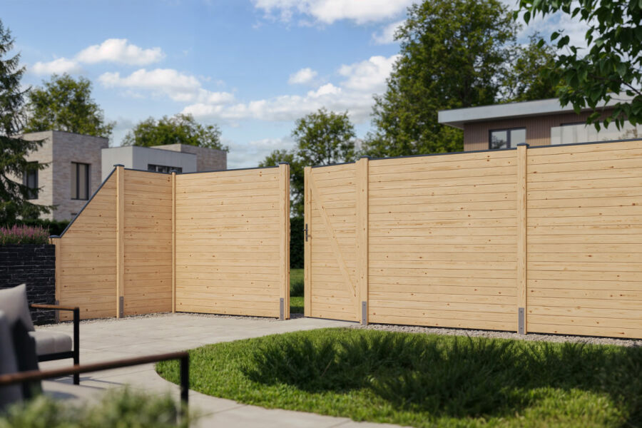 Karibu Zaun Tür inkl. Füllung naturbelassen, terragrau oder anthrazit