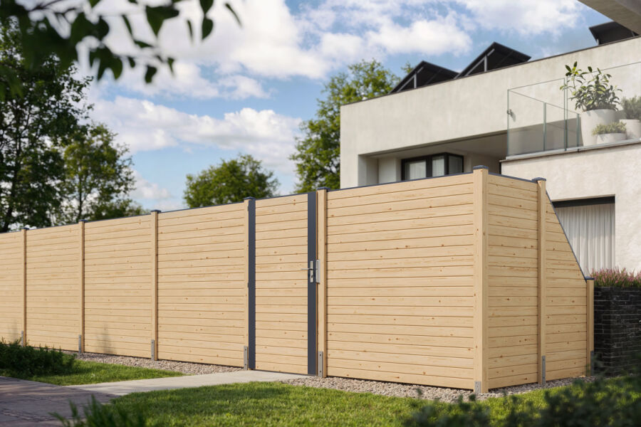 Karibu Zaun Tür inkl. Füllung naturbelassen, terragrau oder anthrazit