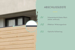 Karibu 1er Zaunset 180 cm inkl. 2 Pfosten naturbelassen, terragrau, anthrazit oder lichtgrau