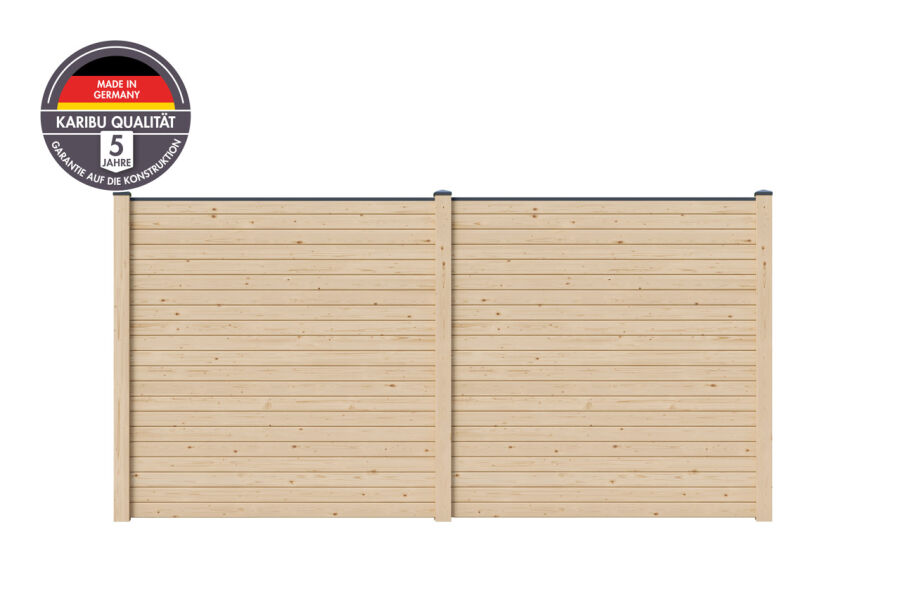 Karibu 2er Zaunset 180 cm inkl. 3 Pfosten naturbelassen, terragrau, anthrazit oder lichtgrau