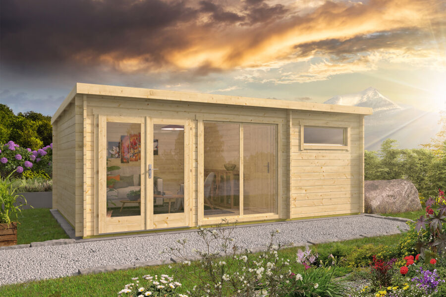 Tuindeco Gartenhaus Blockhütte FLOW 2.0 400 x 595 / 40mm natur