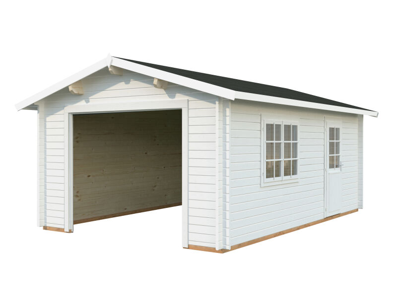 Palmako Garage ROGER 19,0 m² 44 mm 360x550 cm - ohne/mit Tor -natur/farbig-