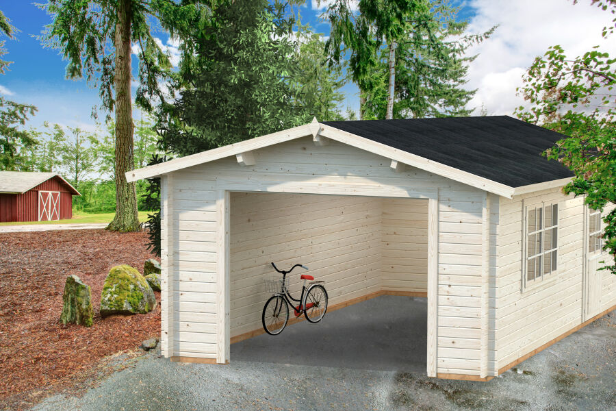 Palmako Garage ROGER 19,0 m² 44 mm 360x550 cm - ohne/mit Tor -natur/farbig-