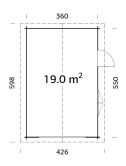 Palmako Garage ROGER 19,0 m² 44 mm 360x550 cm - ohne/mit Tor -natur/farbig-