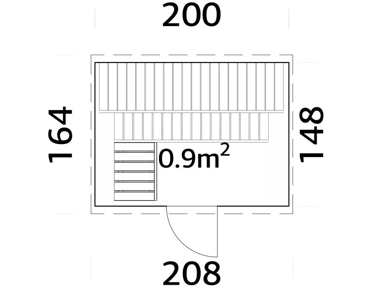 Palmako Saunafass Modell ANITA 0,9 m² - 200x160  cm, 42 mm, inkl. Dachschindeln schwarz, Bausatz Thermoholz