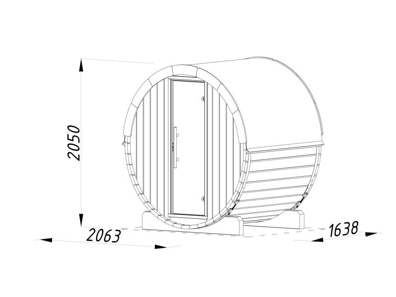Palmako Saunafass Modell ANITA 0,9 m² - 200x160  cm, 42 mm, inkl. Dachschindeln schwarz, Bausatz Thermoholz