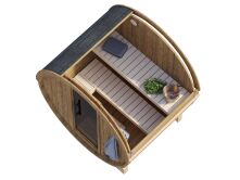 Palmako Saunafass Modell ANITA 0,9 m² - 200x160  cm, 42 mm, inkl. Dachschindeln schwarz, Bausatz Thermoholz