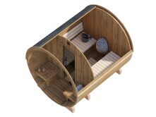 Palmako Saunafass Modell ANITA 1,3+0,7 m² - 220x250 + 78 cm Terrasse, inkl. Dachschindeln schwarz, Thermoholz