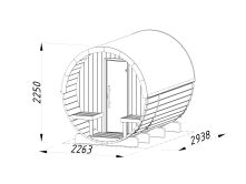 Palmako Saunafass Modell ANITA 1,6+0,7 m² - 220x290 cm + 78 cm Terrasse, inkl. Dachschindeln schwarz, Thermoholz