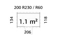 Palmako Saunafass Modell ASTRA 1,1 m² - 206x134 cm, 42 mm, inkl. Dachschindeln schwarz, Bausatz natur