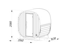 Palmako Saunafass Modell ASTRA 1,4 m² - 206x164 cm, 42 mm, inkl. Dachschindeln schwarz, Bausatz natur