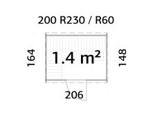 Palmako Saunafass Modell ASTRA 1,4 m² - 206x164 cm, 42 mm, inkl. Dachschindeln schwarz, Bausatz natur