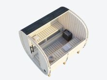 Palmako Saunafass Modell ASTRA 2,0 m² - 206x224 cm, 42 mm, inkl. Dachschindeln schwarz, Bausatz natur