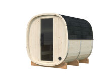 Palmako Saunafass Modell ASTRA 2,0 m² - 206x224 cm, 42 mm, inkl. Dachschindeln schwarz, Bausatz natur