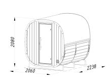 Palmako Saunafass Modell ASTRA 2,0 m² - 206x224 cm, 42 mm, inkl. Dachschindeln schwarz, Bausatz natur