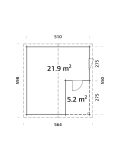 Palmako Garage ROGER 21,9 + 5,2 m² 44 mm 510x550 cm - ohne/mit Tor - natur/farbig -