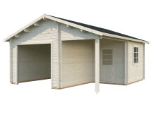 Palmako Garage ROGER 21,9 + 5,2 m² 44 mm 510x550 cm - ohne/mit Tor - natur/farbig -