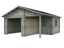 Palmako Garage ROGER 21,9 + 5,2 m² 44 mm 510x550 cm - ohne/mit Tor - natur/farbig -