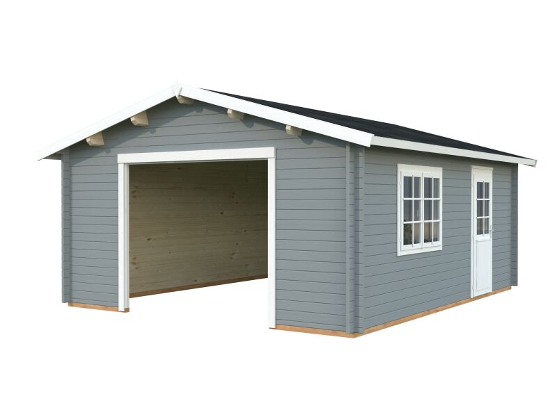 Palmako Garage ROGER 23,9 m² 44 mm 450x550 cm - ohne/mit Tor - natur/farbig -