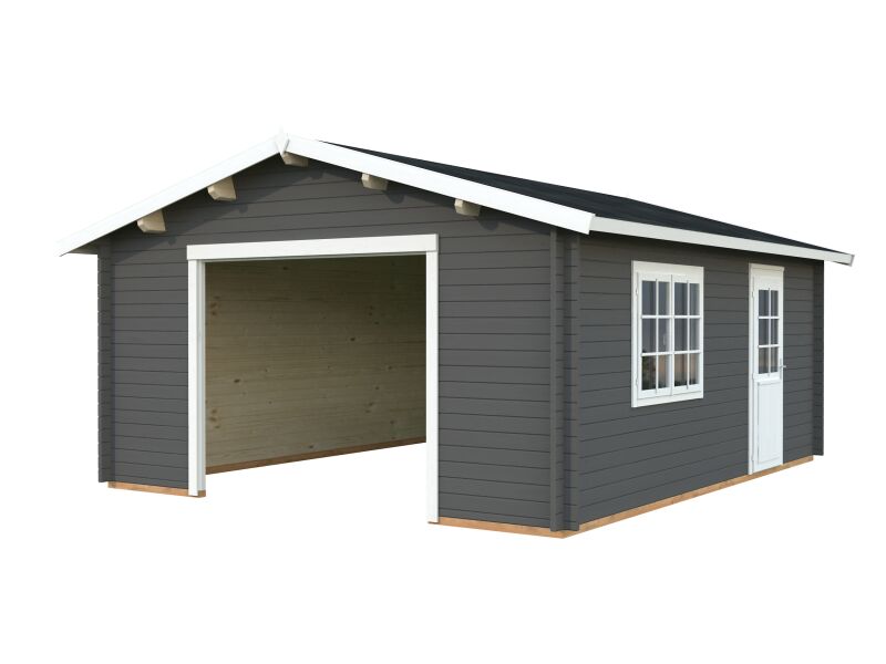 Palmako Garage ROGER 23,9 m² 44 mm 450x550 cm - ohne/mit Tor - natur/farbig -