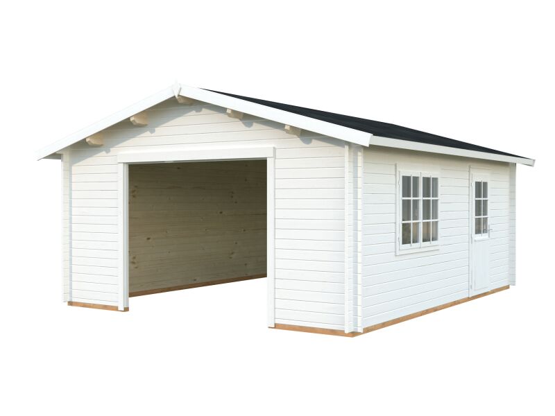 Palmako Garage ROGER 23,9 m² 44 mm 450x550 cm - ohne/mit Tor - natur/farbig -