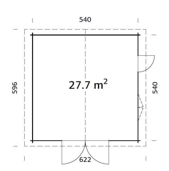 Palmako Garage ROGER 27,7 m² 70 mm  540x540 cm - ohne/mit Holztor - natur/farbig -