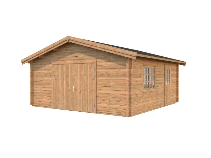 Palmako Garage ROGER 27,7 m² 70 mm  540x540 cm - ohne/mit Holztor - natur/farbig -