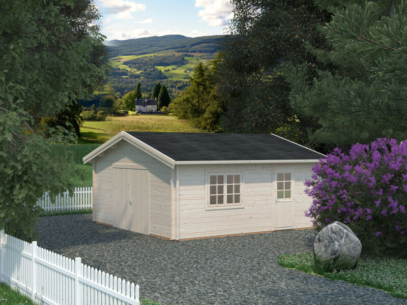 Palmako Garage ROGER 27,7 m² 70 mm  540x540 cm - ohne/mit Holztor - natur/farbig -
