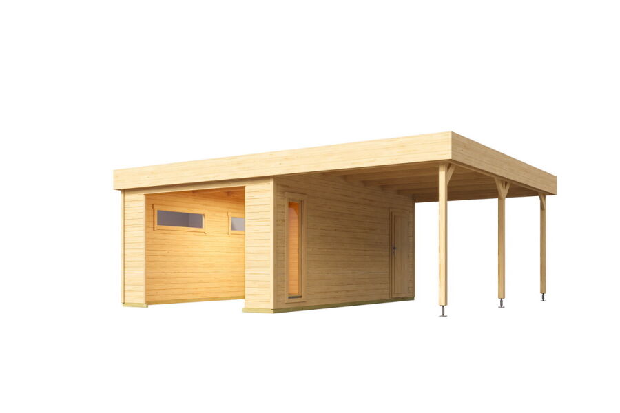 Lasita Maja Garage BAHAMAS ohne/mit TORE ISO 44 mm 660x540 cm, nature + farbig
