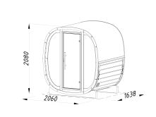 Palmako Saunafass Modell ASTRA 1,4 m² - 206x164 cm, 42 mm, inkl. Dachschindeln schwarz, Bausatz natur, Vollglasfront