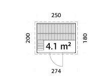 Palmako Saunahaus ELYS 4,1m², 250 x 180 cm, 44 mm, inkl. Fußboden, Vollglasfront