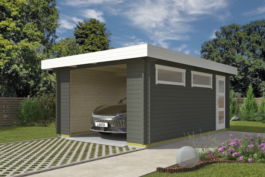 Lasita Maja Garage CANBERRA 44 mm 360x540 cm - ohne/mit Tor - natur/farbig -