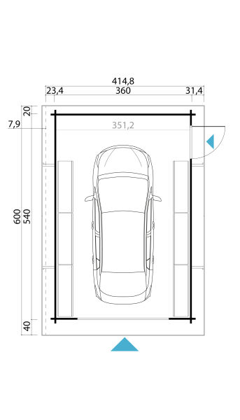 Lasita Maja Garage CANBERRA 44 mm 360x540 cm - ohne/mit Tor - natur/farbig -
