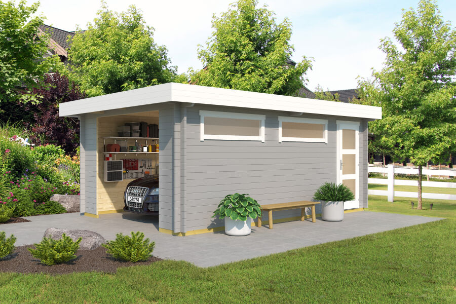 Lasita Maja Garage CANBERRA 44 mm 360x540 cm - ohne/mit Tor - natur/farbig -