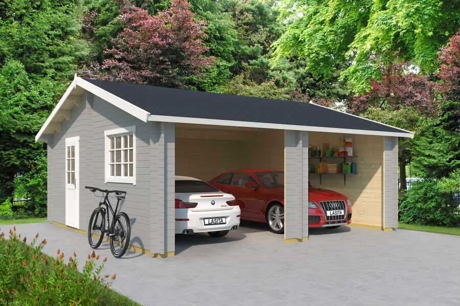 Lasita Maja Garage FALKLAND 44 cm 575x575 cm - ohne/mit Tor - natur/farbig -